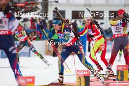 19.01.2014, Antholz, Italy (ITA): Elisabeth Hoegberg (SWE) - IBU world cup biathlon, relay women, Antholz (ITA). www.nordicfocus.com. © Manzoni/NordicFocus. Every downloaded picture is fee-liable.