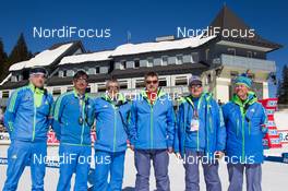 09.03.2014, Pokljuka, Slovenia (SLO): Franz Berger (AUT) IBU race director, Ventzeslav Iliev (BUL), Gerhard Koehler (GER), Matthias Scherer (AUT), Vladimir Pilberg (SWE), Knut Aas (NOR)  - IBU world cup biathlon, mass men, Pokljuka (SLO). www.nordicfocus.com. © Manzoni/NordicFocus. Every downloaded picture is fee-liable.