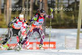 16.03.2014, Kontiolahti, Finland (FIN): Laure Soulie (AND), Fischer, Rottefella, OneWay - IBU world cup biathlon, pursuit women, Kontiolahti (FIN). www.nordicfocus.com. © Laiho/NordicFocus. Every downloaded picture is fee-liable.