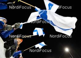 13.03.2014, Kontiolahti, Finland (FIN): finnish flags - IBU world cup biathlon, sprint women, Kontiolahti (FIN). www.nordicfocus.com. © Laiho/NordicFocus. Every downloaded picture is fee-liable.