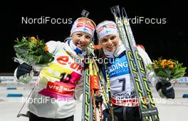13.03.2014, Kontiolahti, Finland (FIN): (l-r) Kaisa Maekaeraeinen (FIN), Fischer, Leki, Rottefella, Odlo and Mari Laukkanen (FIN), Fischer, Start, Rottefella - IBU world cup biathlon, sprint women, Kontiolahti (FIN). www.nordicfocus.com. © Laiho/NordicFocus. Every downloaded picture is fee-liable.