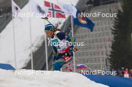 22.03.2014, Oslo, Norway (NOR): Fredrik Lindstroem (SWE) - IBU world cup biathlon Holmenkollen, pursuit men, Oslo (NOR). www.nordicfocus.com. © Manzoni/NordicFocus. Every downloaded picture is fee-liable.