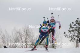 22.03.2014, Oslo, Norway (NOR): Carl-Johan Bergman (SWE), Simon Eder (AUT) - IBU world cup biathlon Holmenkollen, pursuit men, Oslo (NOR). www.nordicfocus.com. © Manzoni/NordicFocus. Every downloaded picture is fee-liable.