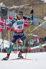 22.03.2014, Oslo, Norway (NOR): Christoffer Eriksson (SWE) - IBU world cup biathlon Holmenkollen, pursuit men, Oslo (NOR). www.nordicfocus.com. © Manzoni/NordicFocus. Every downloaded picture is fee-liable.