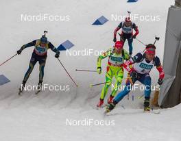 22.03.2014, Oslo, Norway (NOR): Evgeniy Garanichev (RUS), Jakov Fak (SLO), Bjoern Ferry (SWE), Alexander Loginov (RUS) - IBU world cup biathlon Holmenkollen, pursuit men, Oslo (NOR). www.nordicfocus.com. © Manzoni/NordicFocus. Every downloaded picture is fee-liable.