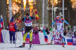 13.02.2014, Sochi, Russia (RUS): Simon Schempp (GER), Ondrej Moravec (CZE) - XXII. Olympic Winter Games Sochi 2014, biathlon, individual men, Sochi (RUS). www.nordicfocus.com. © NordicFocus. Every downloaded picture is fee-liable.
