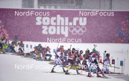 18.02.2014, Sochi, Russia (RUS): Jaroslav Soukup (CZE), Erik Lesser (GER), Ondrej Moravec (CZE), Jean Guillaume Beatrix (FRA), (l-r) - XXII. Olympic Winter Games Sochi 2014, biathlon, mass men, Sochi (RUS). www.nordicfocus.com. © NordicFocus. Every downloaded picture is fee-liable.