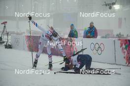 18.02.2014, Sochi, Russia (RUS): Martin Fourcade (FRA), Emil Hegle Svendsen (NOR) - XXII. Olympic Winter Games Sochi 2014, biathlon, mass men, Sochi (RUS). www.nordicfocus.com. © NordicFocus. Every downloaded picture is fee-liable.