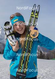 23.02.2014, Sochi, Russia (RUS): Juliya Dzhyma (UKR), Juliya Dzhyma (UKR) - XXII. Olympic Winter Games Sochi 2014, biathlon, medals, Sochi (RUS). www.nordicfocus.com. © NordicFocus. Every downloaded picture is fee-liable.