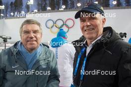 19.02.2014, Sochi, Russia (RUS): Thomas Bach (GER); IOC President with Anders Besseberg (NOR) president of International Biathlon Union - XXII. Olympic Winter Games Sochi 2014, biathlon, relay mixed, Sochi (RUS). www.nordicfocus.com. © NordicFocus. Every downloaded picture is fee-liable.