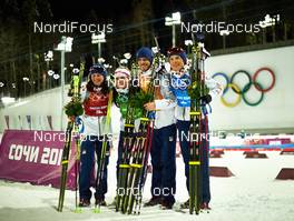 19.02.2014, Sochi, Russia (RUS): Veronika Vitkova (CZE), Gabriela Soukalova (CZE), Jaroslav Soukup (CZE), Ondrej Moravec (CZE), (l-r) - XXII. Olympic Winter Games Sochi 2014, biathlon, relay mixed, Sochi (RUS). www.nordicfocus.com. © NordicFocus. Every downloaded picture is fee-liable.
