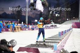 21.02.2014, Sochi, Russia (RUS): Valj Semerenko (UKR), being watched by several cameras - XXII. Olympic Winter Games Sochi 2014, biathlon, relay women, Sochi (RUS). www.nordicfocus.com. © NordicFocus. Every downloaded picture is fee-liable.