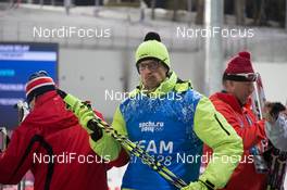 21.02.2014, Sochi, Russia (RUS): Event Feature: Peter Torkar (SLO), OneWay race service celebrates - XXII. Olympic Winter Games Sochi 2014, biathlon, relay women, Sochi (RUS). www.nordicfocus.com. © NordicFocus. Every downloaded picture is fee-liable.