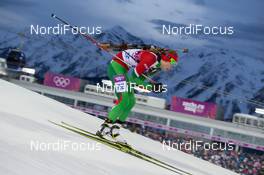 09.02.2014, Sochi, Russia (RUS): Darya Domracheva (BLR) - XXII. Olympic Winter Games Sochi 2014, biathlon, sprint women, Sochi (RUS). www.nordicfocus.com. © NordicFocus. Every downloaded picture is fee-liable.