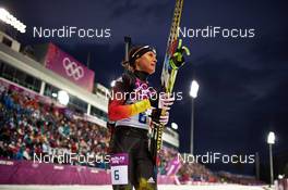 09.02.2014, Sochi, Russia (RUS): Evi Sachenbacher-Stehle (GER) - XXII. Olympic Winter Games Sochi 2014, biathlon, sprint women, Sochi (RUS). www.nordicfocus.com. © NordicFocus. Every downloaded picture is fee-liable.