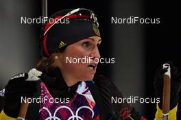 09.02.2014, Sochi, Russia (RUS): Andrea Henkel (GER) - XXII. Olympic Winter Games Sochi 2014, biathlon, sprint women, Sochi (RUS). www.nordicfocus.com. © NordicFocus. Every downloaded picture is fee-liable.