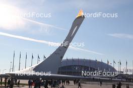 12.02.2014, Sochi, Russia (RUS): Event Feature: Scene from the Olympic Park with the Olympic torch - XXII. Olympic Winter Games Sochi 2014, Sochi (RUS). www.nordicfocus.com. © NordicFocus. Every downloaded picture is fee-liable.