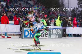 07.12.2014, Oestersund, Sweden (SWE): Darya Domracheva (BLR), Veronika Vitkova (CZE) - IBU world cup biathlon, pursuit women, Oestersund (SWE). www.nordicfocus.com. © Manzoni/NordicFocus. Every downloaded picture is fee-liable.