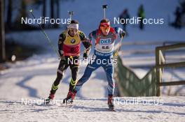 19.12.2014, Pokljuka, Slovenia (SLO): Michal Slesingr (CZE), Martin Fourcade (FRA) - IBU world cup biathlon, sprint men, Pokljuka (SLO). www.nordicfocus.com. © Manzoni/NordicFocus. Every downloaded picture is fee-liable.