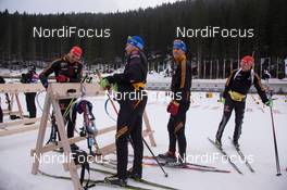 17.12.2014, Pokljuka, Slovenia (SLO): Arnd Peiffer (GER), Andreas Birnbacher  (GER), Simon Schempp (GER), Daniel Boehm (GER) - IBU world cup biathlon, training, Pokljuka (SLO). www.nordicfocus.com. © Manzoni/NordicFocus. Every downloaded picture is fee-liable.