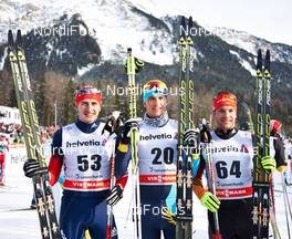 01.01.2014, Lenzerheide, Switzerland (SUI): Stanislav Volzhentsev (RUS), Alexey Poltoranin (KAZ), Hannes Dotzler (GER), (l-r) - FIS world cup cross-country, tour de ski, mass men, Lenzerheide (SUI). www.nordicfocus.com. © Felgenhauer/NordicFocus. Every downloaded picture is fee-liable.