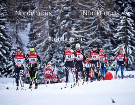 01.01.2014, Lenzerheide, Switzerland (SUI): Elisa Brocard (ITA), Anouk Faivre Picon (FRA), Lucia Scardoni (ITA), Sophie Caldwell (USA), Claudia Nystad (GER), (l-r) - FIS world cup cross-country, tour de ski, mass women, Lenzerheide (SUI). www.nordicfocus.com. © Felgenhauer/NordicFocus. Every downloaded picture is fee-liable.
