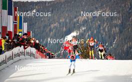 03.01.2014, Cortina-Toblach, Italy (ITA): Tord Asle Gjerdalen (NOR), Robin Duvillard (FRA), Lari Lehtonen (FIN), Hannes Dotzler (GER), Martin Jaks (CZE), (l-r) - FIS world cup cross-country, tour de ski, pursuit men, Cortina-Toblach (ITA). www.nordicfocus.com. © Felgenhauer/NordicFocus. Every downloaded picture is fee-liable.