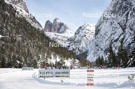 03.01.2014, Cortina-Toblach, Italy (ITA): athletes in the beautiful landscape of the Tre Cime di Lavarede - FIS world cup cross-country, tour de ski, pursuit men, Cortina-Toblach (ITA). www.nordicfocus.com. © Felgenhauer/NordicFocus. Every downloaded picture is fee-liable.