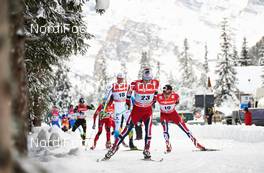 03.01.2014, Cortina-Toblach, Italy (ITA): Daniel Richardsson (SWE), Sjur Roethe (NOR), Finn Haagen Krogh (NOR), (l-r) - FIS world cup cross-country, tour de ski, pursuit men, Cortina-Toblach (ITA). www.nordicfocus.com. © Felgenhauer/NordicFocus. Every downloaded picture is fee-liable.