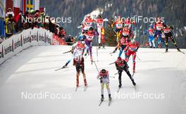 03.01.2014, Cortina-Toblach, Italy (ITA): a group of men passes Toblach ski stadium - FIS world cup cross-country, tour de ski, pursuit men, Cortina-Toblach (ITA). www.nordicfocus.com. © Felgenhauer/NordicFocus. Every downloaded picture is fee-liable.