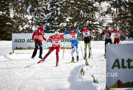 03.01.2014, Cortina-Toblach, Italy (ITA): Didrik Toenseth (NOR), Lari Lehtonen (FIN), Martin Jaks (CZE), Robin Duvillard (FRA), Sjur Roethe (NOR), (l-r) - FIS world cup cross-country, tour de ski, pursuit men, Cortina-Toblach (ITA). www.nordicfocus.com. © Felgenhauer/NordicFocus. Every downloaded picture is fee-liable.