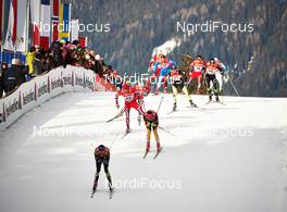 03.01.2014, Cortina-Toblach, Italy (ITA): a group of men passing Toblach ski arena - FIS world cup cross-country, tour de ski, pursuit men, Cortina-Toblach (ITA). www.nordicfocus.com. © Felgenhauer/NordicFocus. Every downloaded picture is fee-liable.