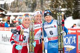 03.01.2014, Cortina-Toblach, Italy (ITA): Therese Johaug (NOR), Astrid Uhrenholdt Jacobsen (NOR), Anne Kylloenen (FIN), (l-r) - FIS world cup cross-country, tour de ski, pursuit women, Cortina-Toblach (ITA). www.nordicfocus.com. © Felgenhauer/NordicFocus. Every downloaded picture is fee-liable.