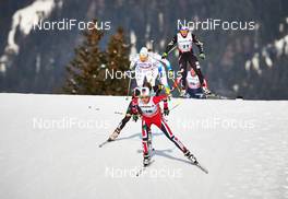 03.01.2014, Cortina-Toblach, Italy (ITA): Kristin Stoermer Steira (NOR), Elizabeth Stephen (USA), Jessica Diggins (USA), (l-r) - FIS world cup cross-country, tour de ski, pursuit women, Cortina-Toblach (ITA). www.nordicfocus.com. © Felgenhauer/NordicFocus. Every downloaded picture is fee-liable.
