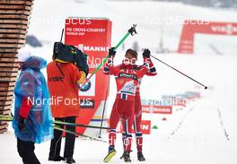 04.01.2014, Val di Fiemme, Italy (ITA): Martin Johnsrud Sundby (NOR), Petter Northug (NOR), (l-r) - FIS world cup cross-country, tour de ski, 10km men, Val di Fiemme (ITA). www.nordicfocus.com. © Felgenhauer/NordicFocus. Every downloaded picture is fee-liable.