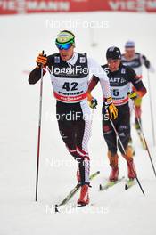 04.01.2014, Val di Fiemme, Italy (ITA): Johannes Duerr (AUT), Jonas Dobler (GER), (l-r) - FIS world cup cross-country, tour de ski, 10km men, Val di Fiemme (ITA). www.nordicfocus.com. © Felgenhauer/NordicFocus. Every downloaded picture is fee-liable.