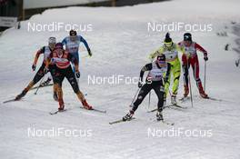 11.01.2014, Nove Mesto, Czech Republic (CZE): Sandra Ringwald (GER), Denise Herrmann (GER), Riika Sarasoja-Lilja(FIN), Kikkan Randall (USA), Katja Visnar (SLO), Celine Brun-Lie (NOR) (l-r)- FIS world cup cross-country, individual sprint, Nove Mesto (CZE). www.nordicfocus.com. © Rauschendorfer/NordicFocus. Every downloaded picture is fee-liable.