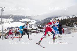 02.02.2014, Toblach, Italy (ITA): Event Feature:  Kathrine Rolsted Harsem (NOR) leads Mari Laukkanen (FIN) and Laurien van der Graaff (SUI)  - FIS world cup cross-country, individual sprint, Toblach (ITA). www.nordicfocus.com. © Manzoni/NordicFocus. Every downloaded picture is fee-liable.