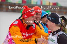 02.02.2014, Toblach, Italy (ITA): Josef Wenzl (GER) talks to Frank Ullrich (GER), headcoach Germany - FIS world cup cross-country, individual sprint, Toblach (ITA). www.nordicfocus.com. © Manzoni/NordicFocus. Every downloaded picture is fee-liable.