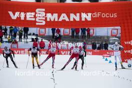 02.02.2014, Toblach, Italy (ITA): Roman Schaad (SUI), Josef Wenzl (GER), Eirik Brandsdal (NOR), Ola Vigen Hattestad (NOR), Jovian Hediger (SUI), Calle Halfvarsson (SWE) - FIS world cup cross-country, individual sprint, Toblach (ITA). www.nordicfocus.com. © Manzoni/NordicFocus. Every downloaded picture is fee-liable.