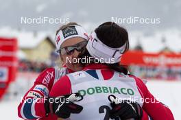 02.02.2014, Toblach, Italy (ITA): Ingvild Flugstad Oestberg (NOR), Marit Bjoergen (NOR) - FIS world cup cross-country, individual sprint, Toblach (ITA). www.nordicfocus.com. © Manzoni/NordicFocus. Every downloaded picture is fee-liable.