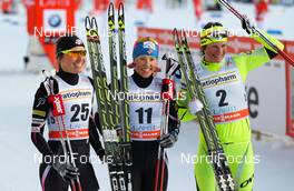 01.03.2014, Lahti, Finland (FIN): (l-r) Sophie Caldwell (USA), Fischer, Swix, Salomon, Kikkan Randall (USA), Fischer, Swix, Salomon and Katja Visnar (SLO), Fischer, Swix, Rottefella, One Way - FIS world cup cross-country, individual sprint, Lahti (FIN). www.nordicfocus.com. © Laiho/NordicFocus. Every downloaded picture is fee-liable.