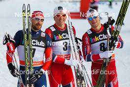 01.03.2014, Lahti, Finland (FIN): (l-r) Alexey Petukhov (RUS), Fischer, Swix, Rottefella, Adidas, Paal Golberg (NOR), Madshus, Swix, Rottefella and Eirik Brandsdal (NOR), Fischer, Swix, Alpina, Rottefella - FIS world cup cross-country, individual sprint, Lahti (FIN). www.nordicfocus.com. © Laiho/NordicFocus. Every downloaded picture is fee-liable.