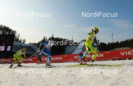 01.03.2014, Lahti, Finland (FIN): Vesna Fabjan (SLO), Fischer, Swix, Alpina, Rottefella, One Way followed by Anne Kylloenen (FIN), Fischer, Swix, Rottefella, Craft - FIS world cup cross-country, individual sprint, Lahti (FIN). www.nordicfocus.com. © Laiho/NordicFocus. Every downloaded picture is fee-liable.