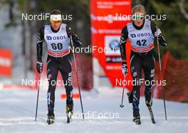 08.03.2014, Oslo, Norway (NOR): (l-r) Andrew Nevell (USA), Fischer, Swix, Salomon and Erik Bjornsen (USA), Fischer, Swix, Rottefella - FIS world cup cross-country, mass men, Oslo (NOR). www.nordicfocus.com. © Laiho/NordicFocus. Every downloaded picture is fee-liable.