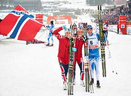 09.03.2014, Oslo, Norway (NOR): Therese Johaug (NOR), Marit Bjoergen (NOR), Kerttu Niskanen (FIN), (l-r) - FIS world cup cross-country, mass women, Oslo (NOR). www.nordicfocus.com. © Felgenhauer/NordicFocus. Every downloaded picture is fee-liable.