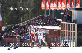 16.03.2014, Falun, Sweden (SWE): Heidi Weng (NOR), Charlotte Kalla (SWE), (l-r) - FIS world cup cross-country, 10km women handicap start, Falun (SWE). www.nordicfocus.com. © Felgenhauer/NordicFocus. Every downloaded picture is fee-liable.