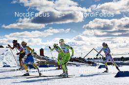 16.03.2014, Falun, Sweden (SWE): Elisabeth Schicho (GER), Vesna Fabjan (SLO), Katja Visnar (SLO), Andrea Dupont (CAN), (l-r) - FIS world cup cross-country, 10km women handicap start, Falun (SWE). www.nordicfocus.com. © Felgenhauer/NordicFocus. Every downloaded picture is fee-liable.