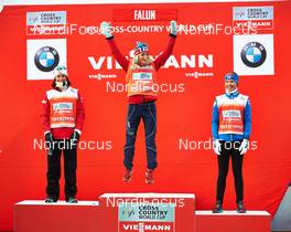 16.03.2014, Falun, Sweden (SWE): Marit Bjoergen (NOR), Therese Johaug (NOR), Kerttu Niskanen (FIN), (l-r) - FIS world cup cross-country, 15km men handicap start, Falun (SWE). www.nordicfocus.com. © Felgenhauer/NordicFocus. Every downloaded picture is fee-liable.