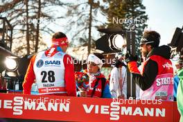 15.03.2014, Falun, Sweden (SWE): Alexander Legkov (RUS) and Isabel Knauthe (GER) - FIS world cup cross-country, skiathlon men, Falun (SWE). www.nordicfocus.com. © Felgenhauer/NordicFocus. Every downloaded picture is fee-liable.